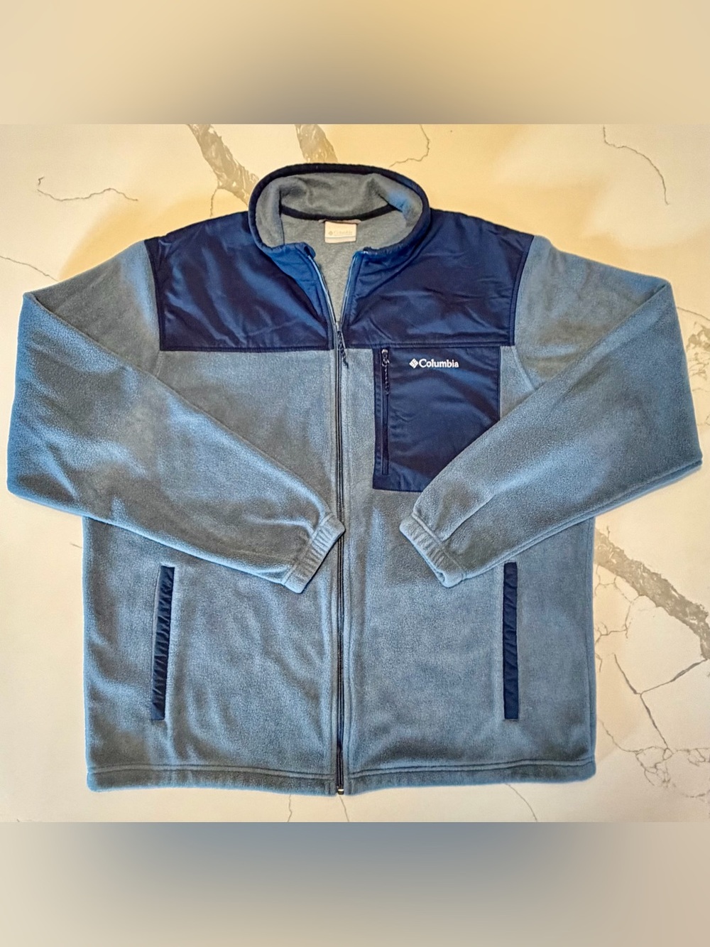 Columbia Two-Tone Full-Zip Fleece Jacket - Slate Blue & Navy